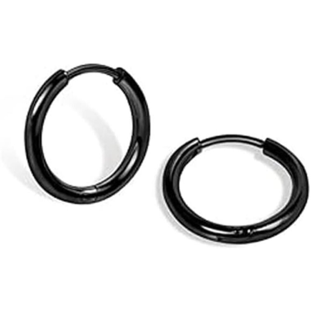 Dainty Black Hoop Earrings 7mm Gold Plated for Men